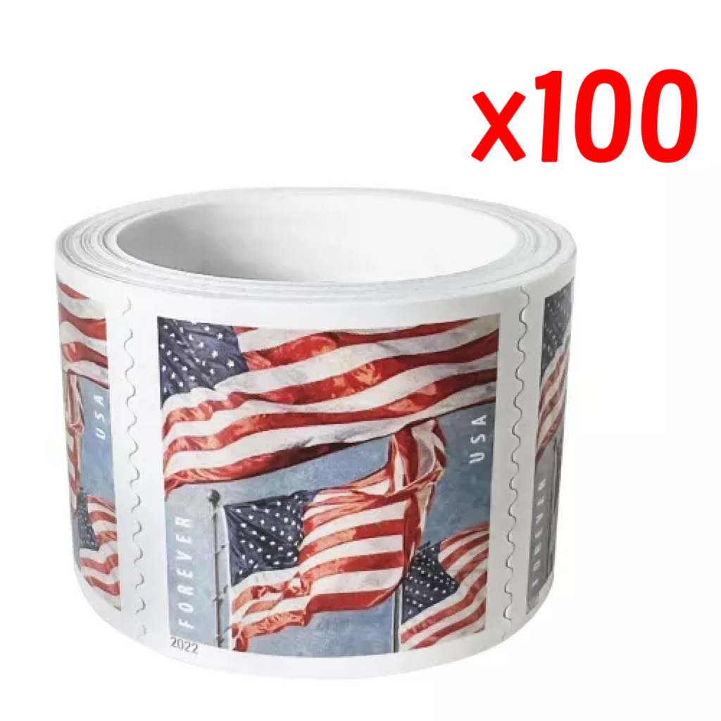 2022 U.S. Flag Forever Stamps 100 Rolls | Tool Stamps US Postage Stamps